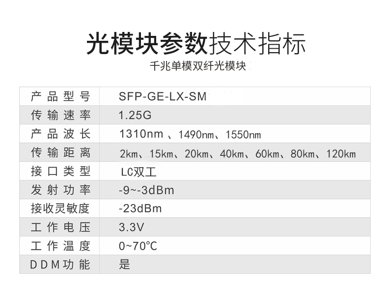 H3C华为思科SFP光模块参数